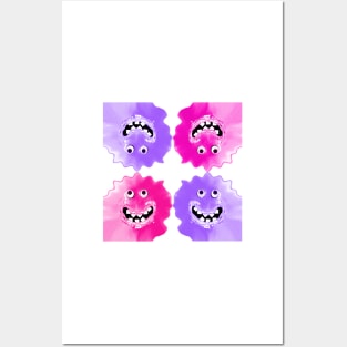 Slime Jelly Monster Emoji Pixel Smiling Face Posters and Art